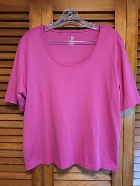 LL Bean Pink Women's Cotton Short Sleeve T-Shirt Size XL-Pet